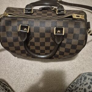 Checkered Brown and Black Handbag